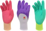 Women Gardening work Gloves w/ Micro Foam Coating Texture Grip - 3 Pair Pack