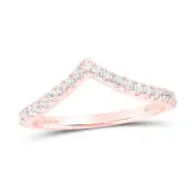 10kt Rose Gold Womens Round Diamond Chevron Stackable Band Ring 1/5 Cttw