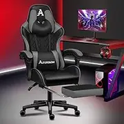 ALFORDSON Gaming Chair Ergonomic Computer Office Chair with Extra Large Lumbar Cushion Recliner Video Game Desk Chair High Back Leather Swivel Task Chair in Grey