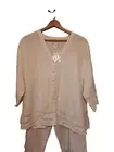 Two Piece Sherry Taylor Linen LOOK Vanilla Pants & Blouse SET New Plus Size 4X