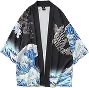 [LifeHe] Men's Japan Kimono Cardigan Casual Open Front Coat