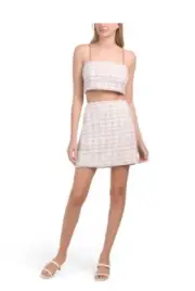 House Of Harlow 1960 Purple White Tweed Skirt Set Sz M $265