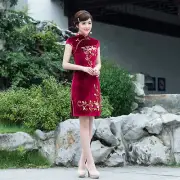Short Sleeve Summer Chinese Cheongsam Cheong-Sam Qipao Dress-Fast Ship from USA