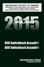 Polaris 600 / 800 SWITCHBACK ASSAULT 2015 Snowmobile Owners Manual NEW PAPERBACK