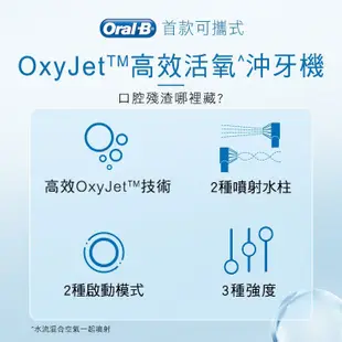 【德國百靈Oral-B】手持高效活氧沖牙機(MDH20)｜可攜式沖牙機 公司貨