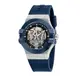 MASERATI 瑪莎拉蒂 經典藍色矽膠鏤空機械腕錶42mm/R8821108035