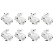 8x LVD Metal Rabbit Sculpture Ornament Home/Office Decor 6.35cm Rustic White