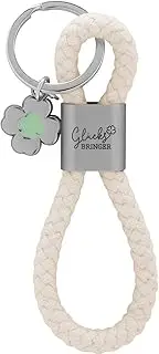 GRUSS & CO 48353 Key Ring Loop Motif Lucky Charm Pendant Consisting of a Braided Loop, with Lucky Charm with Clover Leaf Charm