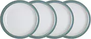 Denby - Azure Blue Medium Plates Set of 4 - Dishwasher Microwave Safe Crockery 22.5cm - Blue, White Ceramic Stoneware Tableware - Chip & Crack Resistant Lunch Plates