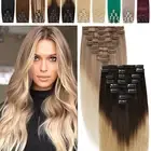 Balayage Clip In 100% Real Remy Human Hair Extensions Wefts FULL HEAD Ombre AU