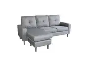 Sarantino Linen Corner Sofa Couch Lounge Chaise with Metal Legs - Grey