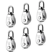 6 Pack M15 Lifting Single Pulley Stainless Steel Crane Swivel Hook Pulley Roller