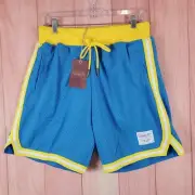 Mitchell & Ness Branded Game Day Mens Running Shorts Medium Blue Logo Drawstring