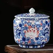 Rice Bucket Storage Jar With Airtight Lid, Handcrafted Food Storage Canister, Ceramic Rice Dispenser, Rice Bucket For Grain, Flour, And Dry Food Storage(10kg/22lbs)