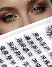 Onlyall Lash Clusters Natural Look Extension Individual Lashes C Curl Eyelashes Cluster Wispy Fake Lash DIY Extensions Pre-styled 8-Pair C1