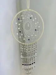 7.5 Sun/ Dream Catcher W Amethyst + Rose + Clear Quartz Crystals Beaded By Hand