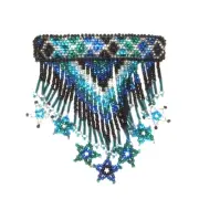 Girls Hand Beaded Barrette w/ Star Fringe 4.5"x2.5" French Clip closure #26