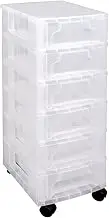 Really Useful Box Plastic Storage Slimline Storage Tower 6x3.5 Litre Clear Frame with Drawers