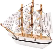EXQUIMEUBLE Mediterranean Style Wooden Sailing Ship Ornaments Miniature Sailing Boat Model for Cake Decorations Home Decor