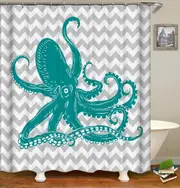 Turquoise Octopus Shower Curtain