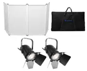 (2) Chauvet DJ EVE F-50Z LED Fresnel DMX Warm White D-Fi Spot Lights+DJ Facade