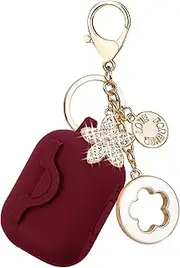 [VOTILE] Secure Lock Case for Airpods Pro 2 With Cute Bling Keychain, Silicone Protective Cover for Apple Air Pod Pro 2nd Generation (2022) - Women Girls - Burgundy