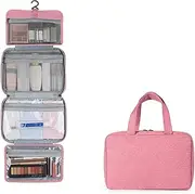 Portable Travel Makeup Bag Storage Bag Cosmetic Bag Makeup Tools Organizer Large Toiletry Bag for Man & Woman Pink