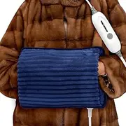 Electric Hand Warmer, Soft Flannel Heated Gloves, Hand Warmer Pouch, Heating Pad for Hands Pain Relief Fingers Arthritis for Women Men Elder Xmas Gifts, Auto Off & 3 Level, Blue