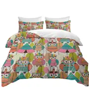 Funny Native American Owls Quilt Cover