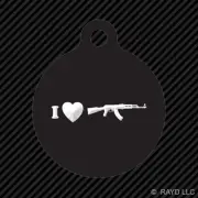 I Love my AK-47 Keychain Round with Tab engraved many colors AK47 Kalashnikov
