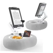 Tablet Stand Ereader Pillow Holder with 2 Detachable Trays & Soft Plush