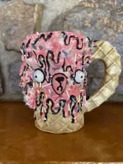 Ashley Bevington Studio Pottery Mug Waffle Cone Poodle Cup With Sprinkles!!