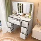 Dressing Table with LED Mirror Modern Makeup Desk Vanity Table Set 7 Drawer