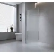 120cm Reeded Single Shower Glass with Gold Wall & Floor U Brackets