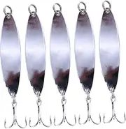 Generic 5 Pcs Silver Reflective Metal Fishing Lures Kit Strong Durable Bait for Lake and Sea Fishing for Attracting Bass Trout and More