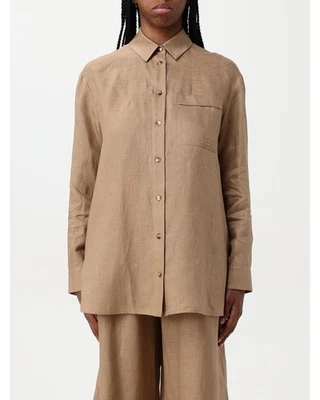 Max Mara Linen Shirt Relaxed Fit Women Camel