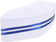 [FOMIYES] Chef Hat with Blue Trim Kitchen Reusable Cooking Cap Food Server Cap for Men Women Hotel Restaurant Bakery Hat