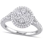 1.0 CT. T.W. Composite Natural Diamond Double Frame Engagement Ring in Solid 14K White Gold