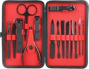 Nail Tool Set, 15Pcs Portable Nail Clippers Professional Pedicure Tools Set Stainless Steel Nail Clippers Manicure Tool Nail Clipper Trimmer Set with Case(red)