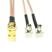 SMA Male Right Angle to 2X TS9 Male RA 90° Y Type Splitter Jumper Cable RG316