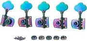 KAISH Cloverleaf Lefty 5 String Bass Tuners Bass Tuning Machines 5 String Bass Tuning Keys for Standard/Highway One Series Jazz Bass J Bass/Precision Bass P Bass Burnt Chrome 4 Left/1 Right