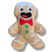 Merry & Bright Gingerbread Cookie Squeaking Dog Toy Soft Plush Festive Christmas