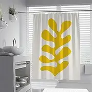 Yellow Minimalist Shower Curtain Seaweed Abstract Bath Curtains Modern Boho Bathroom Decor Set with Hooks Washable Waterproof Fabric 150 x 180 cm