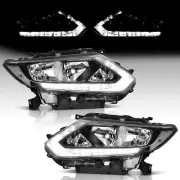 FOR 14-16 NISSAN ROGUE BLACK HOUSING CLEAR CORNER LED DRL HEADLIGHT HEAD LAMPS (for: Nissan)
