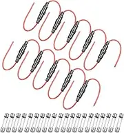 uxcell 10 Pcs 5x20mm Inline Screw Type Fuse Holder 22 Gauge AWG Red Wire with 20 Pcs 10A Fast Blow Glass Fuses