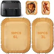 100PCS Air Fryer Liner for Philips Dual Basket Airfryer 3000 Series 6L/3L (NA350/00), 5000 Series 6L/3L (NA550/00), Cookwise 3L/6L, Disposable Parchment Paper Liners Air Fryer Accessories