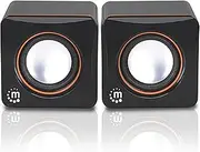 Manhattan 2600 Series Speaker System, Small Size, Big Sound, Two Speakers, Stereo, USB Power, Output: 2X 3W, 3.5mm Plug for Sound, in-Line Volume Control, Cable 0.9m, Black, Box