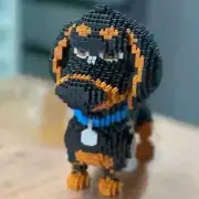 2100pcs Cartoon Dog Building Brick Mini Dachshund Model