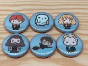 HARRY POTTER CHIBI RON HERMIONE DRACO - SET OF 6 1" PINBACK BUTTON [BM224]