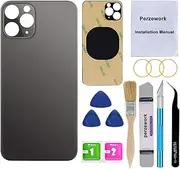 Perzework OEM Rear Back Glass Replacement for iPhone 11 Pro Max 6.5 inches with Reparing Toolkit and Pre-Installed Adhesive (Space Gray/Black)